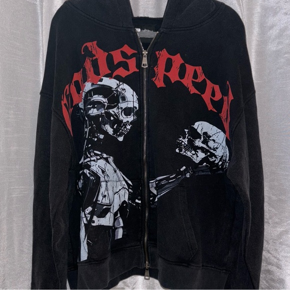 Black Zip-Up Skeleton Graphic Sweater - Picture 1 of 1